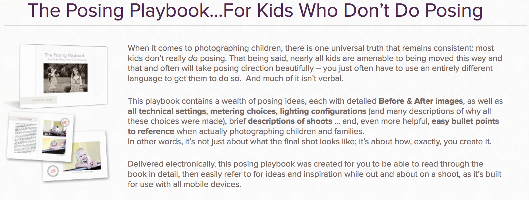 The Posing Playbook, Children Posing Guide, Tamara Lackey, creativeLIVE